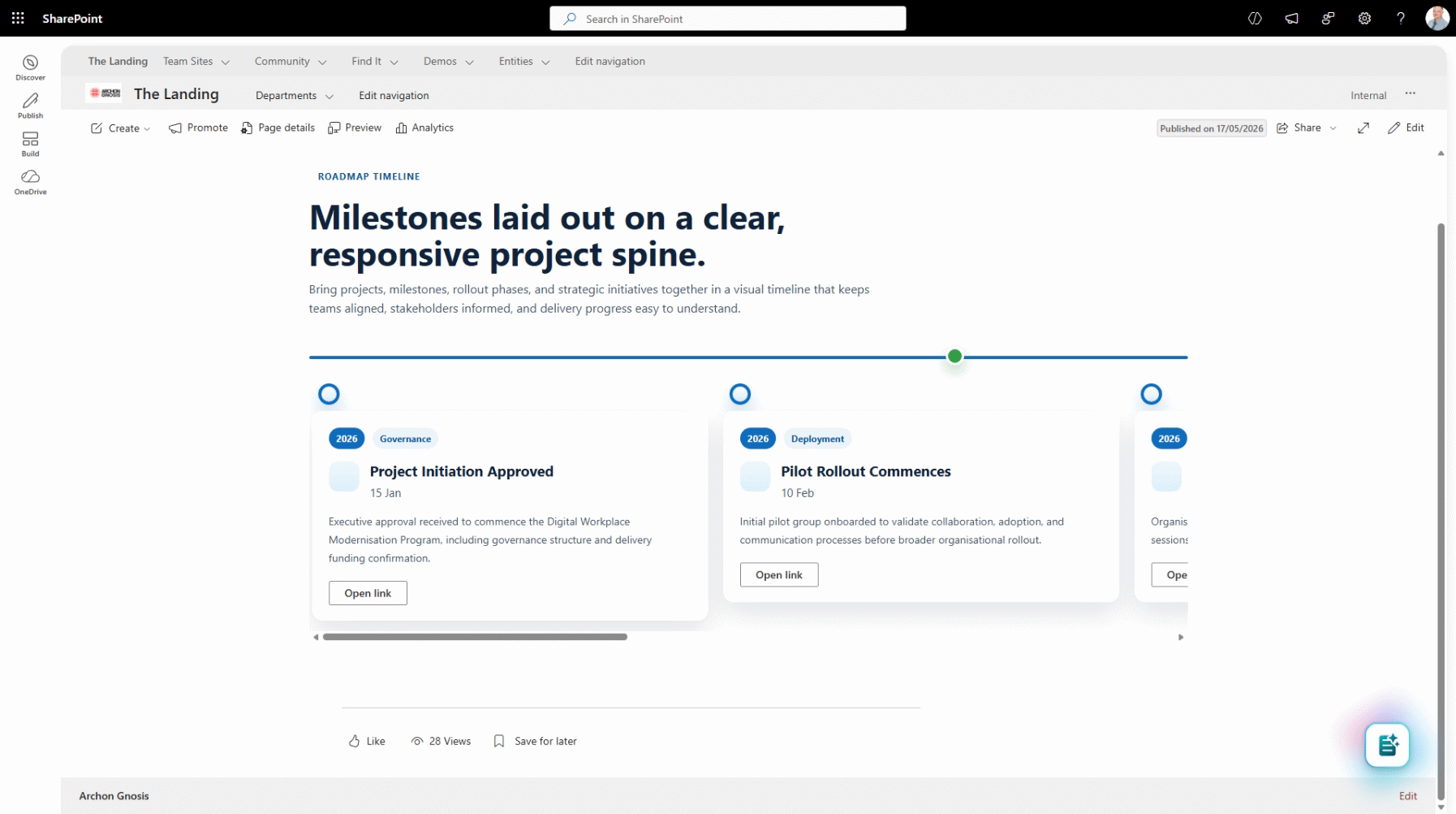 SharePoint Timeline Web Part Screenshot
