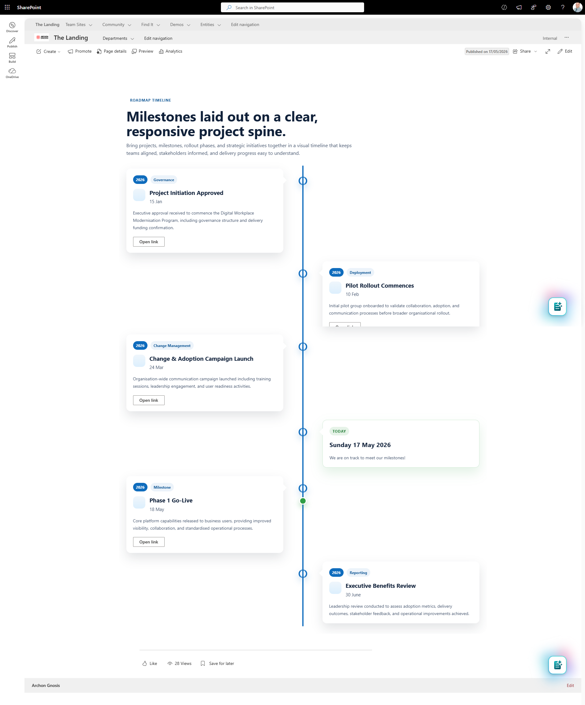 SharePoint Timeline Web Part Screenshot